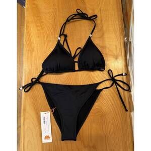 NEW SUNDEK triangle bikini top in black 37
